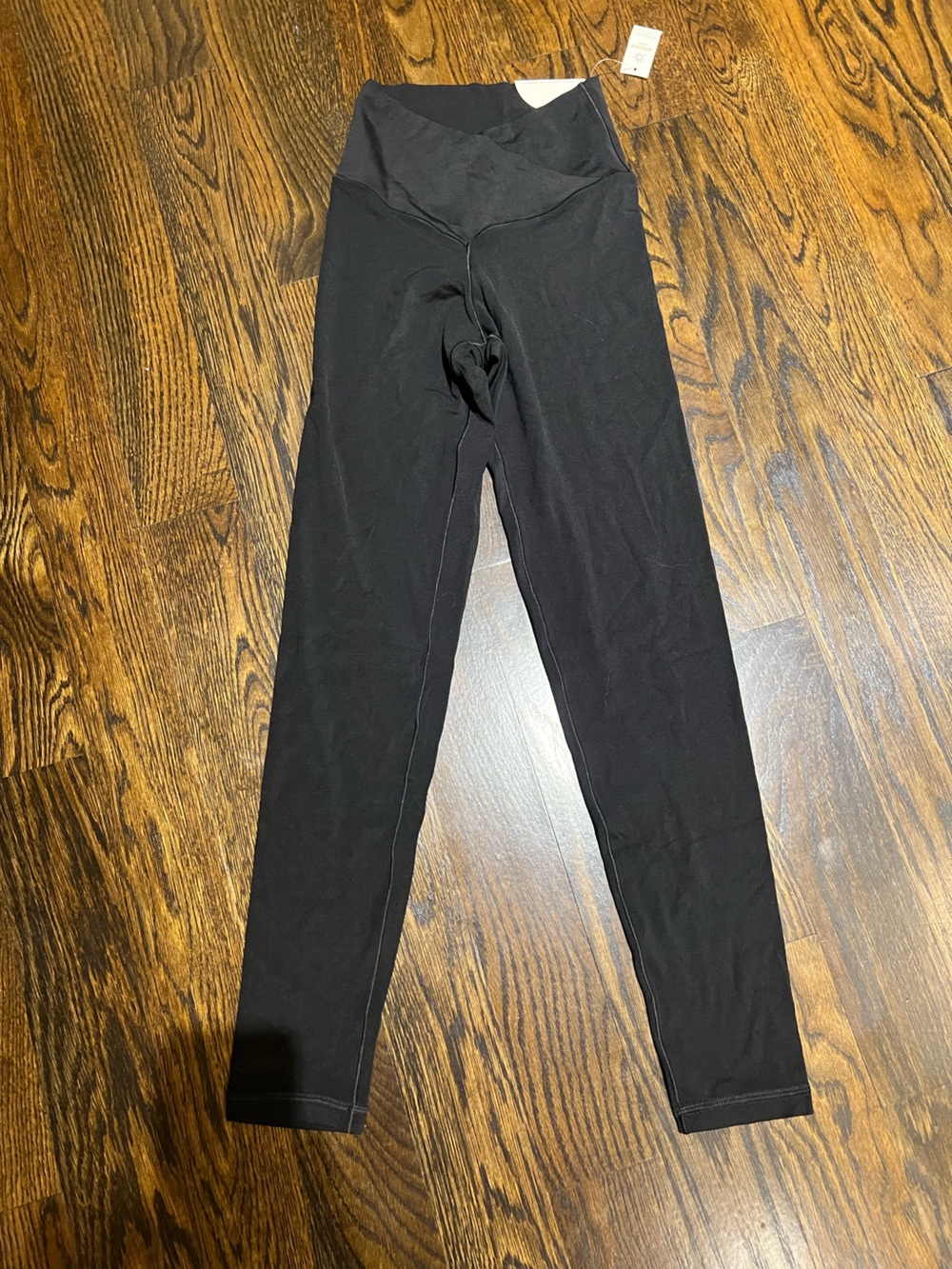 High-Waist Black Leggings with Fold-Over Panel